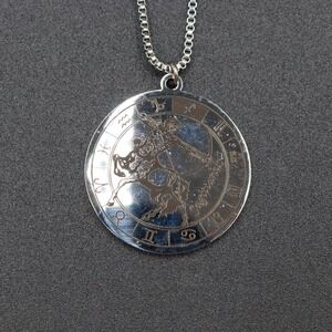 Silver Sagittarius Zodiac Horoscope Medallion Pendant Costume Chain Necklace